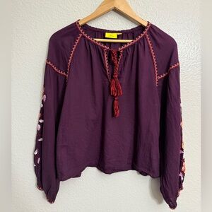 Roller Rabbit Floral Embroidered Peasant Blouse